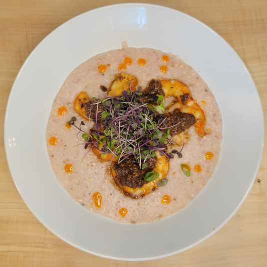 Miso Glazed Shrimp and Polenta